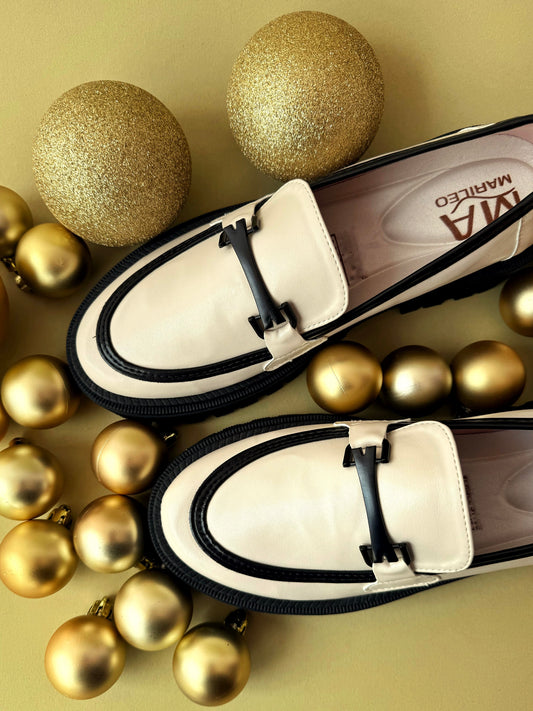 Mocasines Olivia Beige Negro
