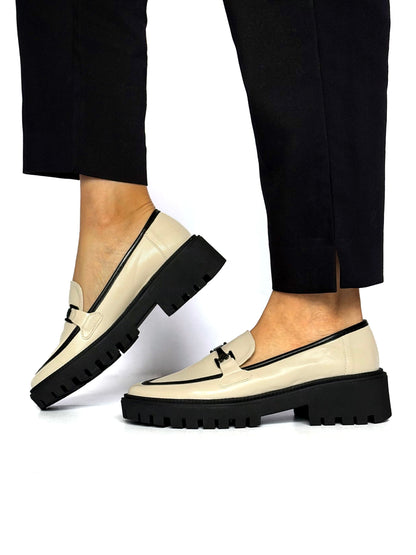 Mocasines Olivia Beige Negro