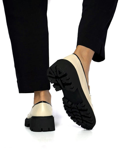 Mocasines Olivia Beige Negro