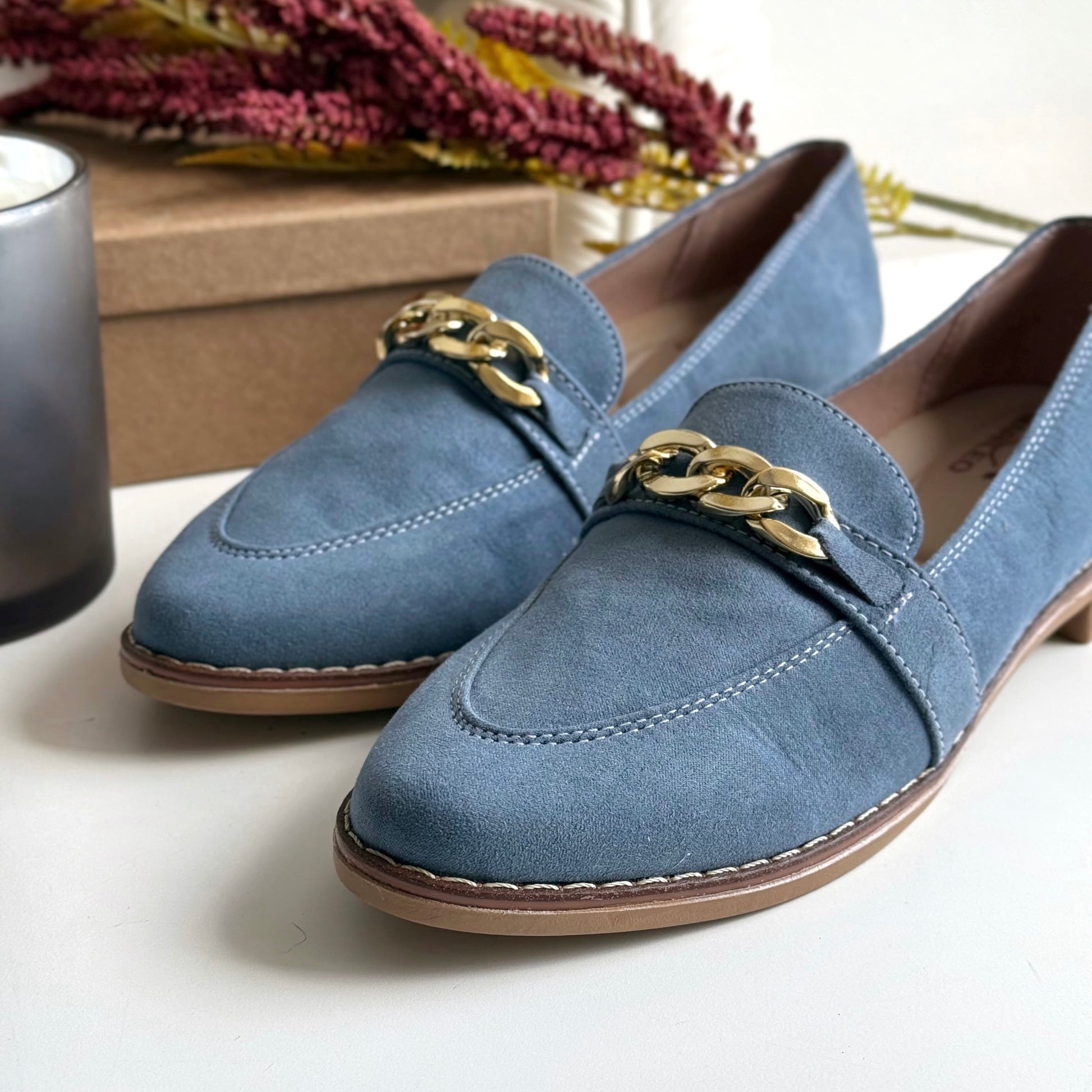 Mocasines Mujer Gamuza Azul Jean – MARILEO