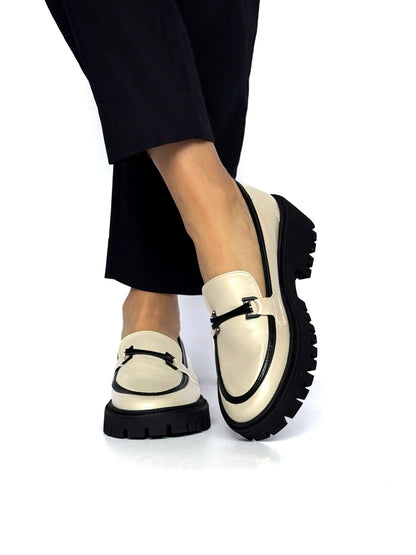 Mocasines Olivia Beige Negro
